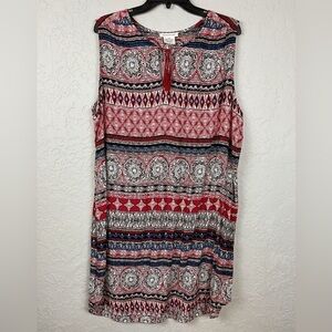 BeachLunchLounge Red White Black Blue Sleeveless Shift Dress Size XXL